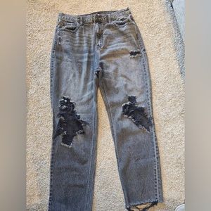 Fashion Nova Black distressed mom jeans frayed bottoms size 13